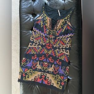 Free People Embroidered Black Dress Size 0